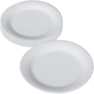 Set 10 farfurii de unica folosinta, din carton, albe, 23 CM
